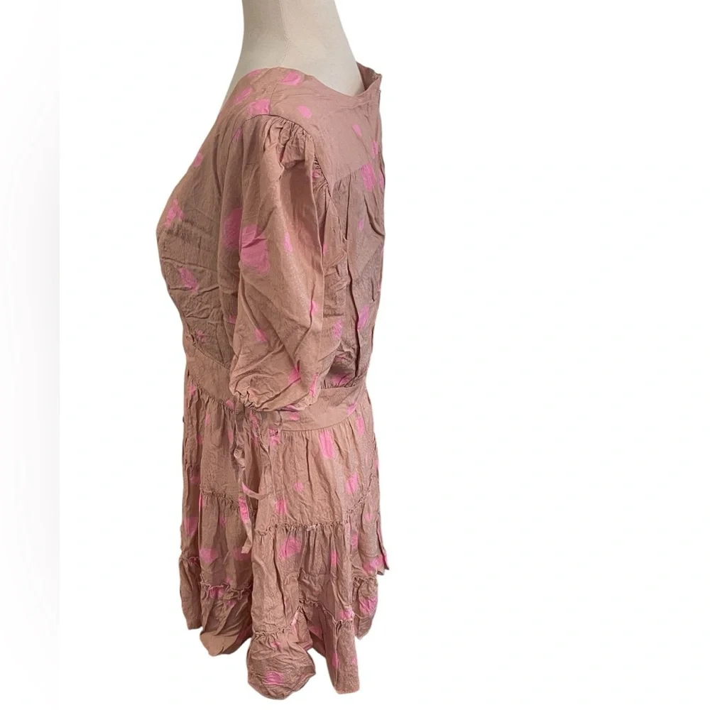 Ted Baker London Stefina Pastel Brown/Pink Polka Dot Tiered Mini Dres